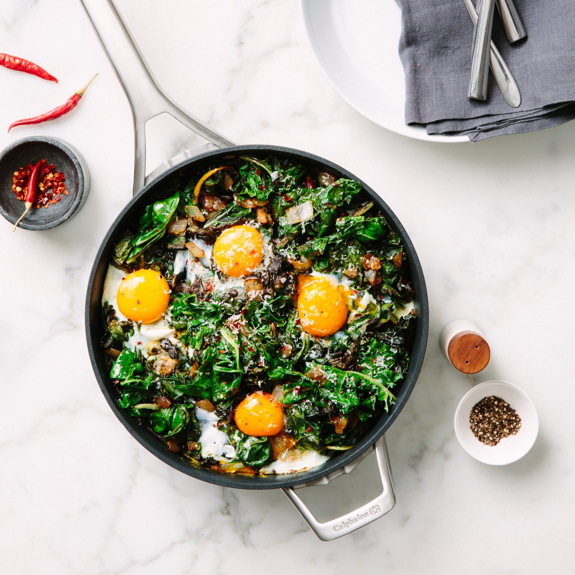 Baked Eggs and Greens CalphalonUSAStore